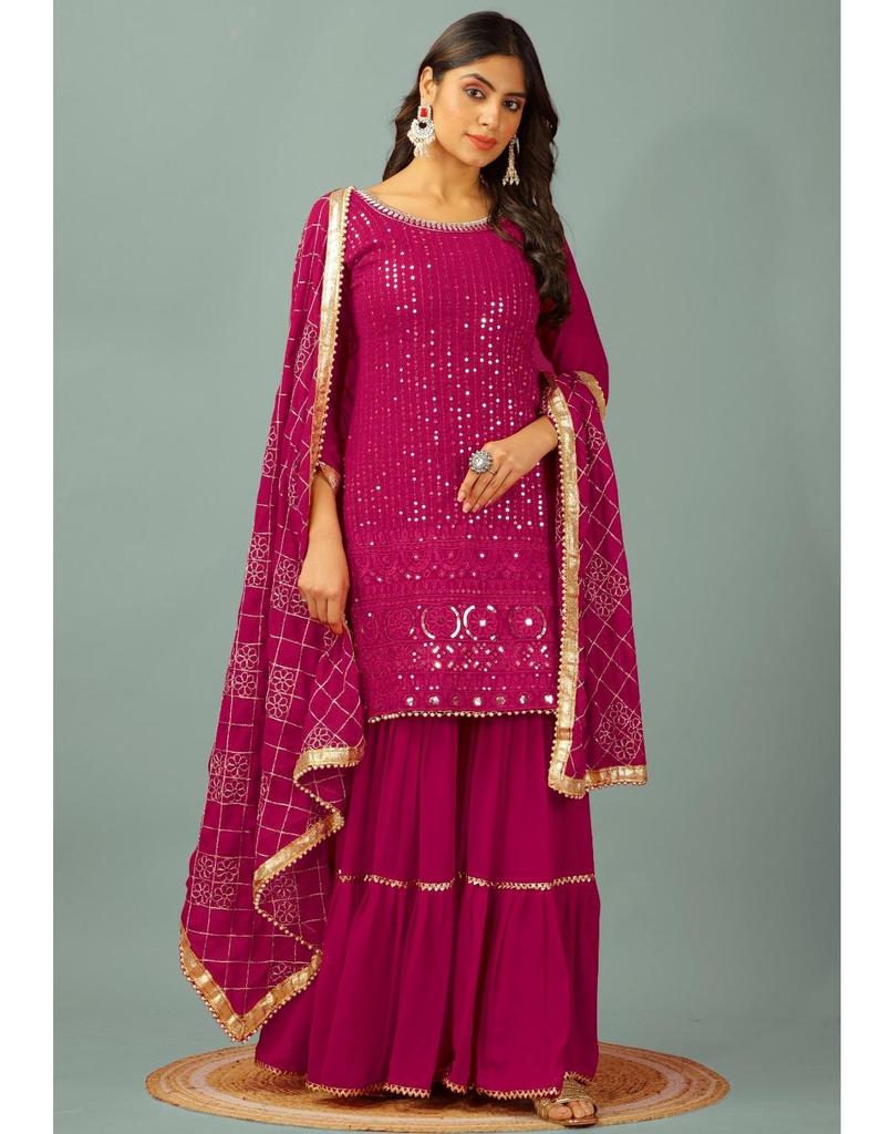 Damen Indisch Pakistanisch Sharara Kurta Dupatta Set Bollywood Kurti Salwar Kameez Punjabi Anzug