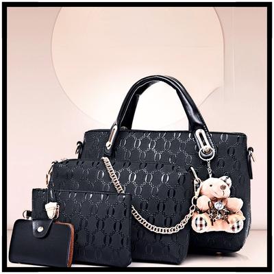 Sac Classique Nouveau pour Femmes Nouveau Sac à la Mode pour Femmes Pendentif Petit Ours Mode en Relief Sac Bébé Maman Ensemble de 4 KTY