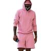 Men's Fleece Hoodie Shorts Two-piece Loose Solid Color Casual Sports Men's Suit