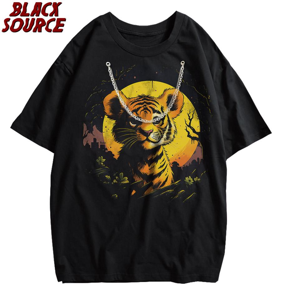 

Vintage Washed Yk T Shirts Men Tiger Design Printed T Shirt Cotton Unisex Streetwear Harajuku Oversized Tees a S