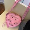 Mini Heart-Shaped Crossbody Bag Women Soft PU Shell With Rivets Casual Travel Shoulder