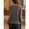 Demana Women's Autumn Striped Long-Sleeve Crew Neck T-Shirt