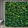 Green Leaves Shower Curtain Farmhouse Leaf Vines Plant Country Wall Natural Landscape Spring Summer Garden Bathroom Decor