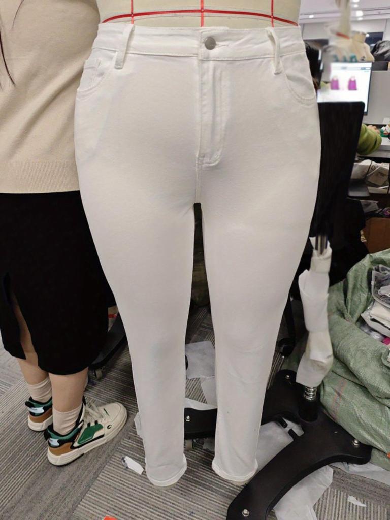 Women's High Stretch Black and White Skinny Denim Jeans - Plus Size