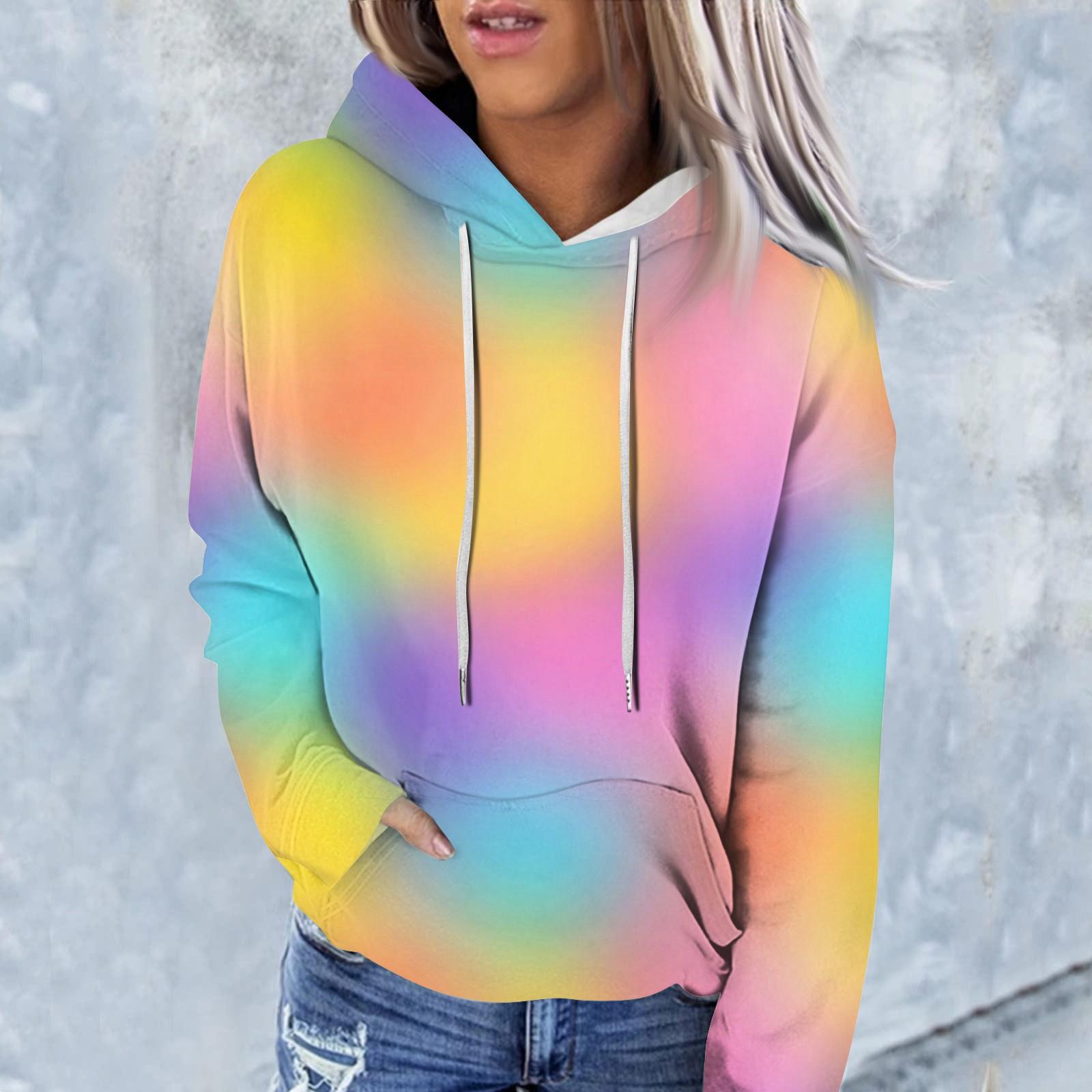 

Женская модная повседневная толстовка с капюшоном и градиентным принтом с длинным рукавом XXXL