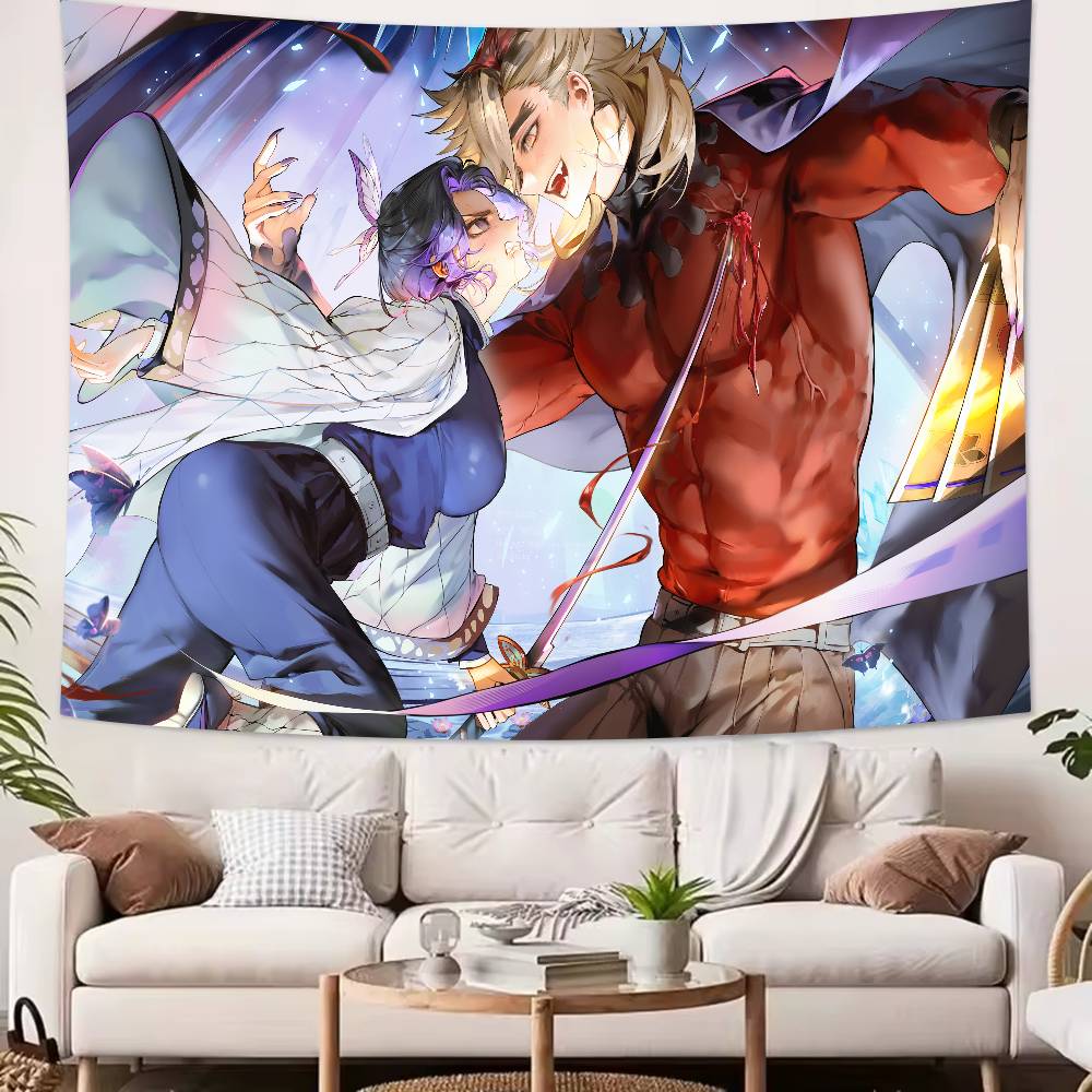 Tapeçaria Legal Quente Anime Demon Slayer Popular Decoração de Quarto Tapeçaria de Parede Sala de Arte Decoração de Casa Arte de Parede Decoração