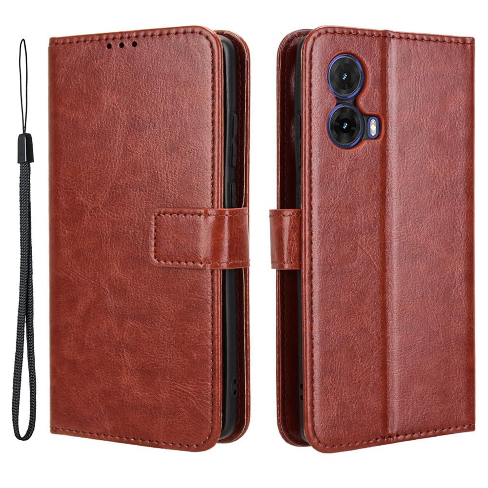 

Чехол для Motorola Moto G85 5G/S50 Neo 5G, кожаный флип-чехол с текстурой «Crazy Horse» Brown