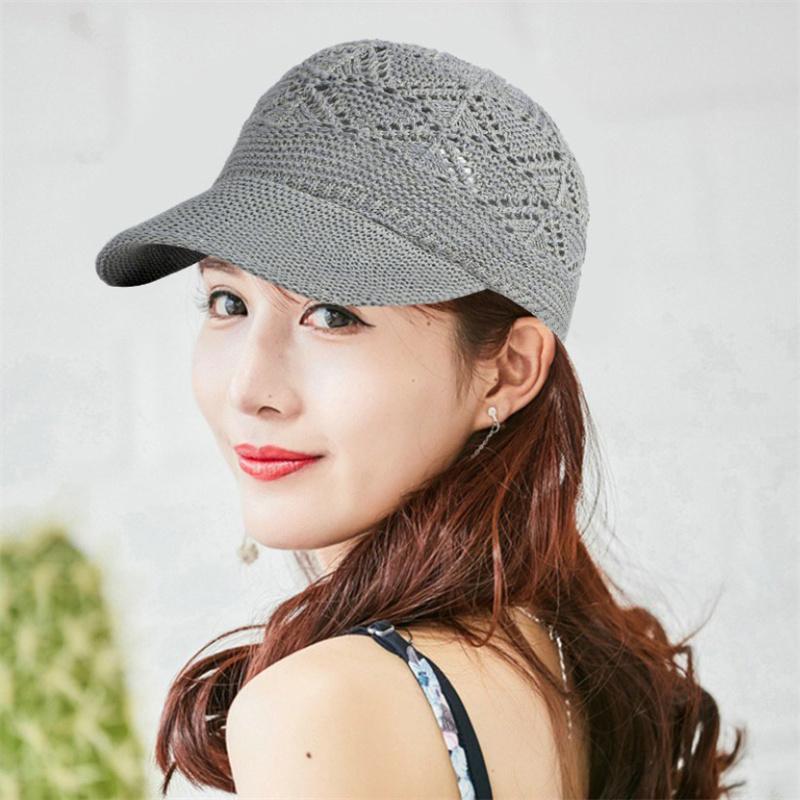 

Летняя женская бейсболка с полым воротом, дышащая вязаная шапка, праздничная сетчатая шапка, регулируемая кепка, солнцезащитная шапка бежевый