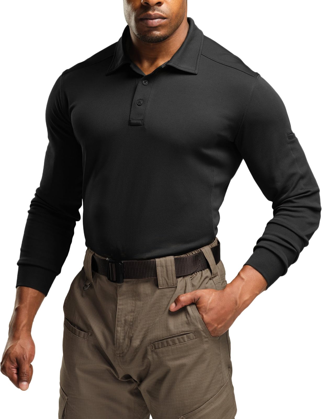 

CQR Long Sleeve Polo and Perfect for and Everyday Plus Sizes Men s Shirt, Moisture-Wicking, Quick-Drying, Breathable, Golf, Work, Tactical, Sports,
