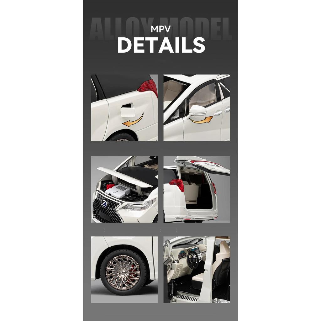 1/18 Lexus LM300 MPV Alloy Car Model Diecasts Metal Commercial Vehicles Car Model Simulation Sound and Light Childrens Toy Gifts