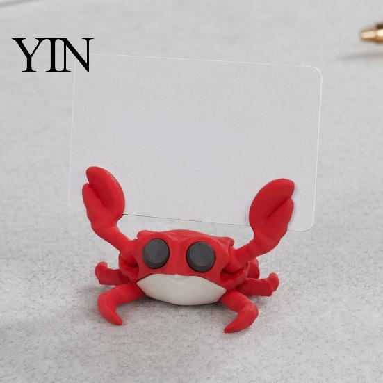 Stable Card Holder Stand 3D Printing Business Holder, Cute Crab Shape, Cartoon Desk Accessory Non-Tip Organizer, for Office Home Desktop Storage