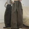 High Street Dopamine Dark Blue Unisex Wide-Leg Overalls - Thickened and Loose Fit for Autumn/Winter Casual Trend