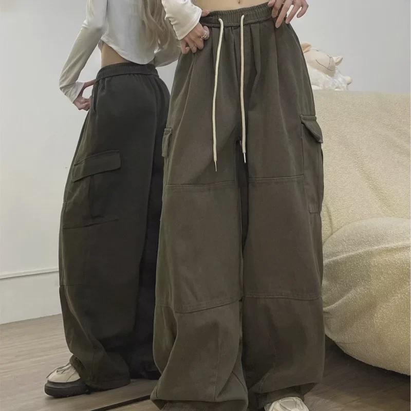 High Street Dopamine Dark Blue Unisex Wide-Leg Overalls - Thickened and Loose Fit for Autumn/Winter Casual Trend