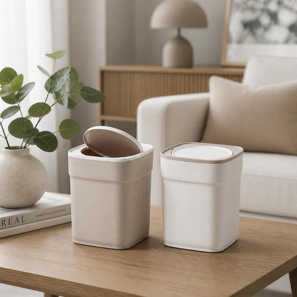 Non-slip Desktop Trash Can Sealed Waste Paper Basket Simple Tea Slag Can Kitchen