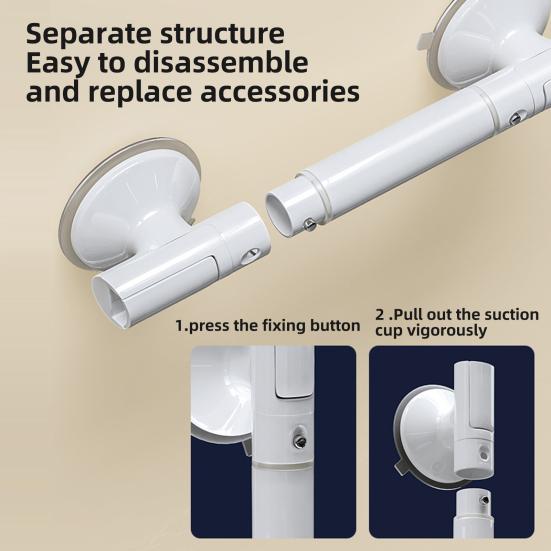 Yousheng Suction Cup Bathroom Handrail Strong Grip Stability Easy Installation Removable Anti-slip Shower Grip Bar