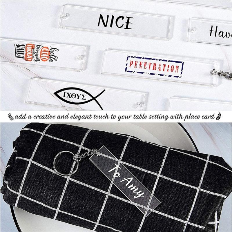 24/48x Rectangle Clear Acrylic Ornament Blanks Acrylic Keychain Blanks Set with Chain for DIY Project and Crafting