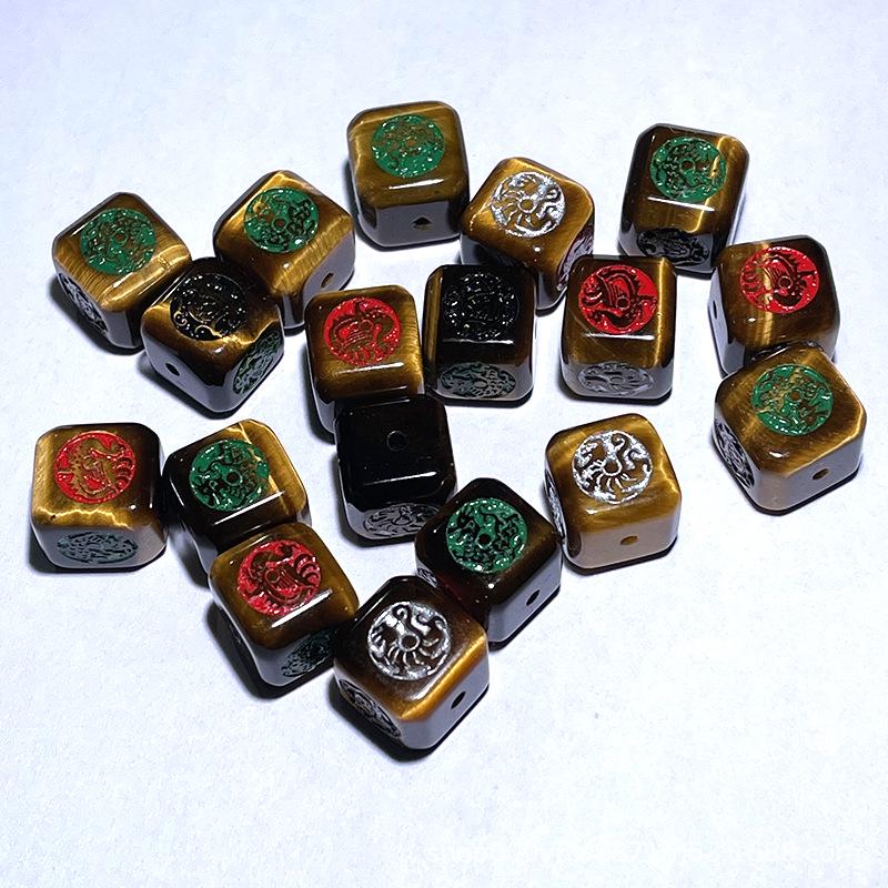 Mythical Beast Bracelet Beads: Tiger's Eye, Vermilion Bird, Azure Dragon, Black Tortoise, White Tiger