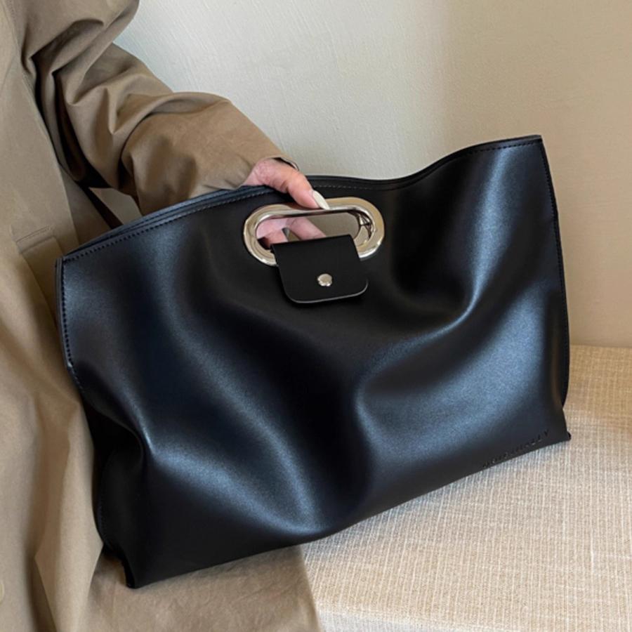 French Retro Soft Pu Leather Briefcase for Women New Large-capacity Commuter Handbag Folder Computer Bag for Men Solid Laptop