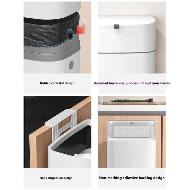 8L 10L Kitchen Composts Bin With Lid Hanging Wall Mounted Trash Can For Countertop Indoor Use