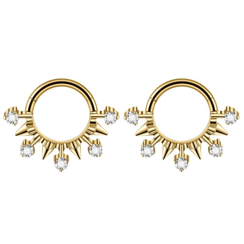Pack of 2 Unique Geometric Shape Nose Rings Body Piercing Jewelry Seamless Design Metal Texture Polished Finish