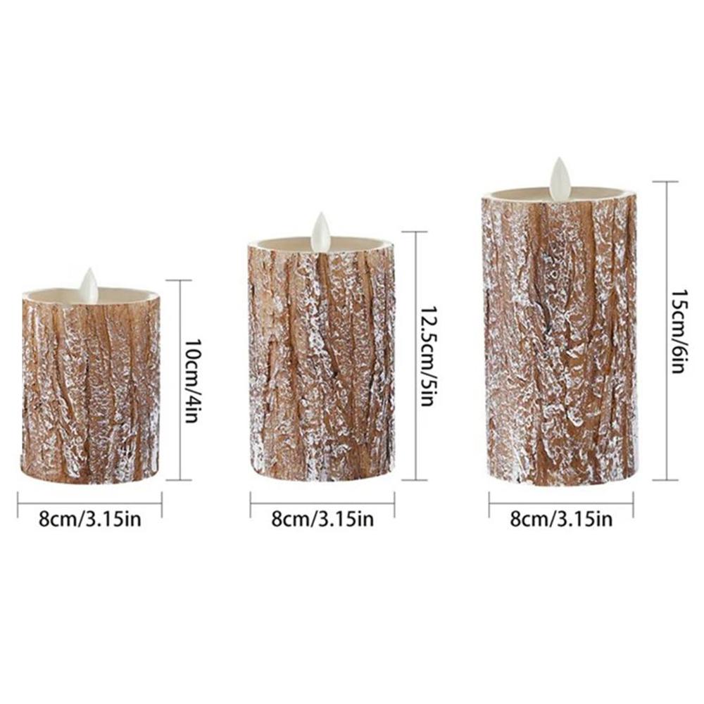 

Flameless LED Candles Battery Operated Candles 3Pcs/set Birch Effect Wax Pillar LED Candles with 10-Key Remote For Home Decor