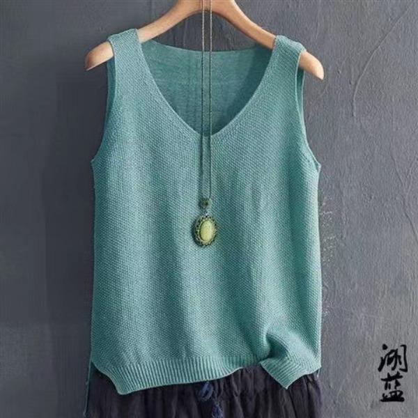 Spring/Summer Women's Knitted Ice Silk Sleeveless T-shirt New Style Strap Tank Top with Undercover
