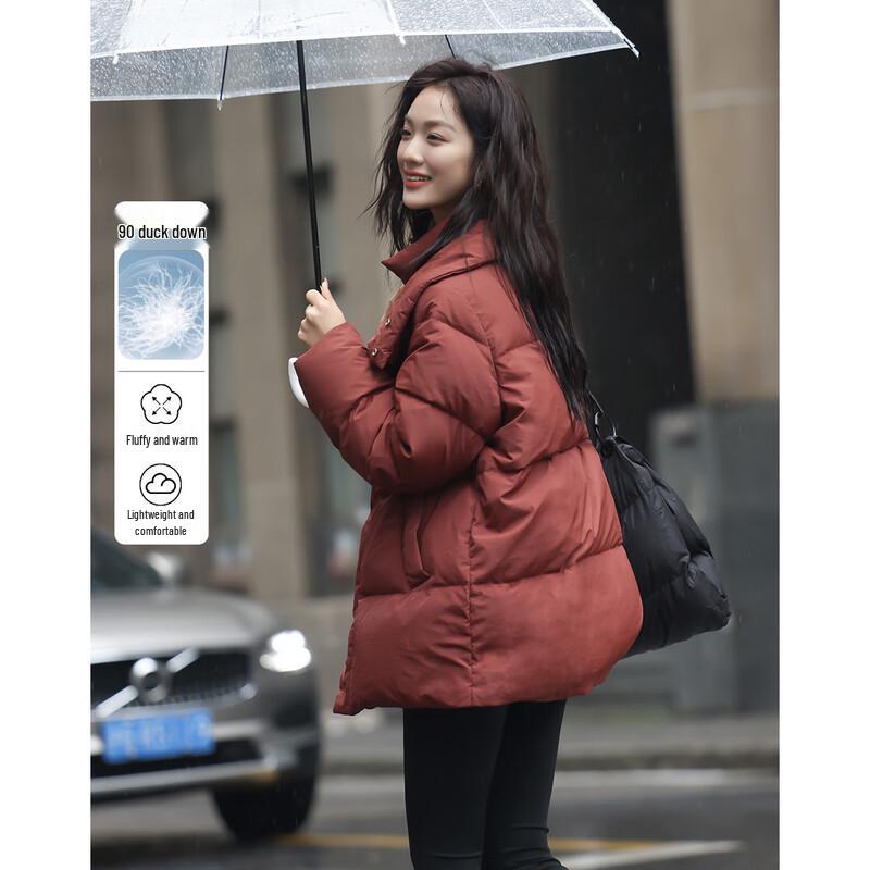 Demana Damen Vielseitige Winterjacke mit Stehkragen und 90% Entendaunen