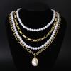 Multi-Layer Paperclip Chain Necklace Gold Tone Choker Necklace  Women
