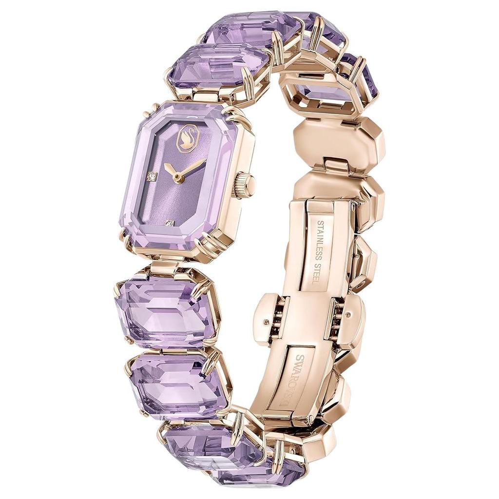 Swarovski Millenia Jewelry Series Watch Quartz Movement Stainless Steel Strap 30Mm Purple Dial 50M Water Resistant Women Watches 5722364