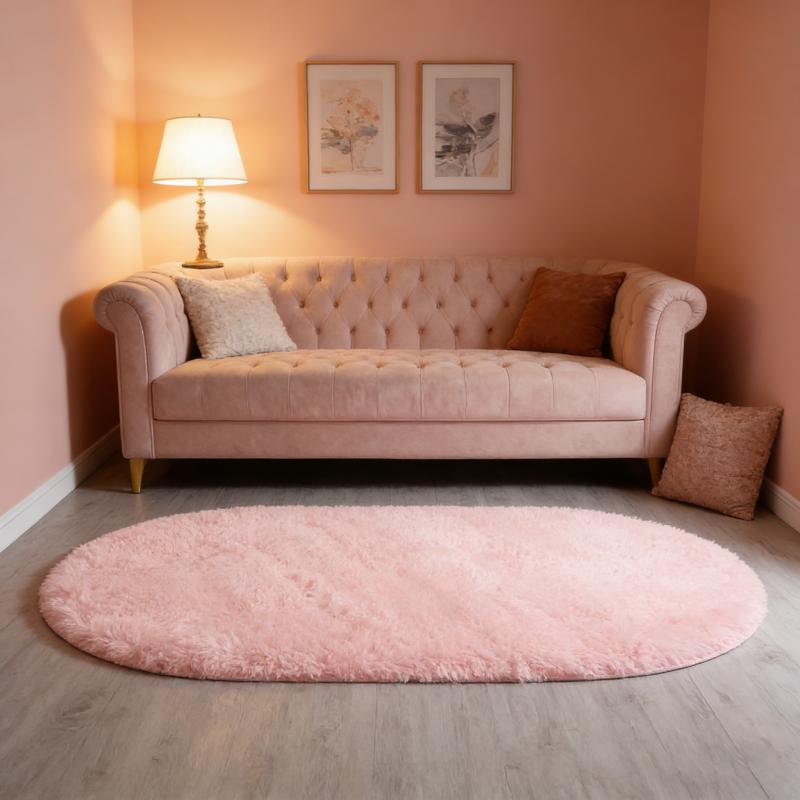 Rainbow Plush Carpet Oval Fluffy Rug For Girl Bedroom Long Pile Soft Beside Mat Large Area Rug Living Room Shaggy Kids Playroom Mat