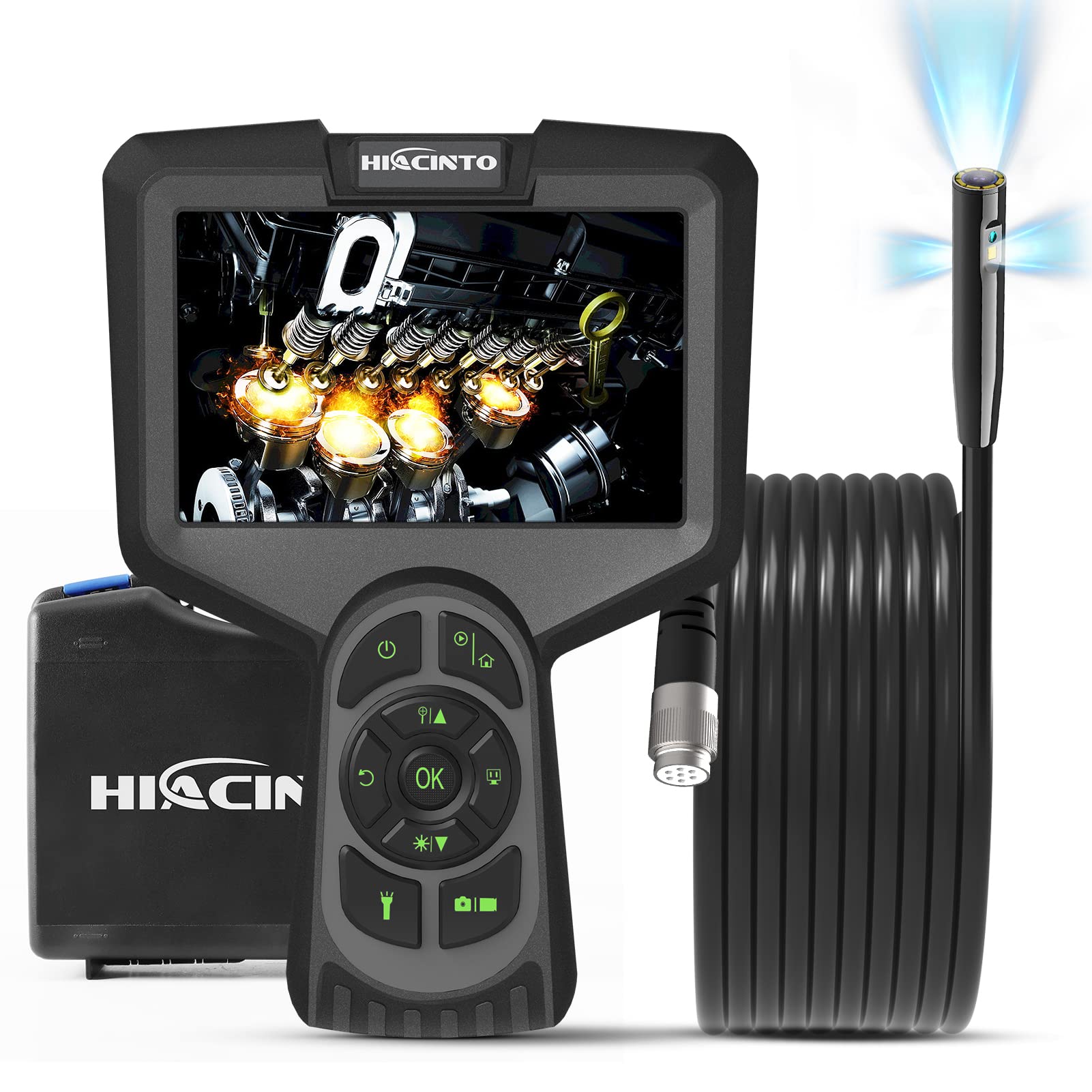 

Hiacinto 10M Съемный Цифровой HD Трехсторонний Промышленный Эндоскоп с IPS IP68 Водонепроницаемый 8мм 8 Регулируемых Светодиодов 10М для Бытовой Техники чёрный