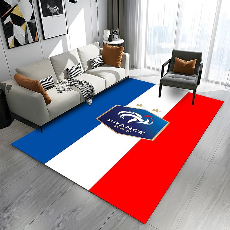 French Flag with FFF Rooster Emblem Patterned Carpet a Non Slip Rug Suitable for All Seasons and Any Setting, Gift