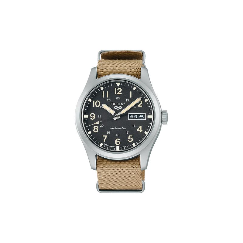 SEIKO 100 meters waterproof Automatic fabric strap men s watch black dial SBSA117 чёрный