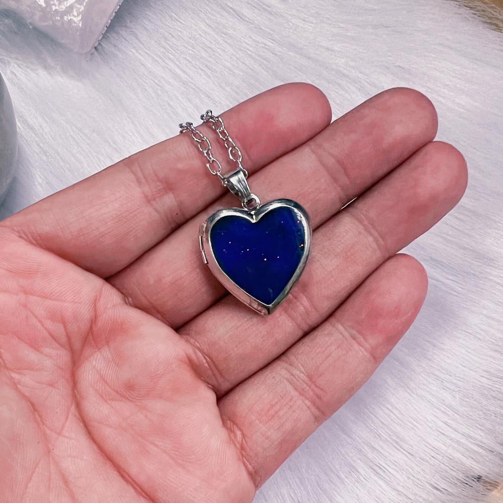 

Y2k Hip Hop Stainless Steel Blue Heart-shaped Butterfly Temperature Changes Color Pendant Necklace for Women Men Jewelry Gifts