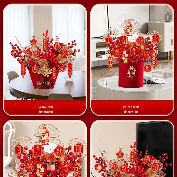 Housewarming Fortune Fruit Bucket Ornament Set - New Home Ceremony Essentials Complete