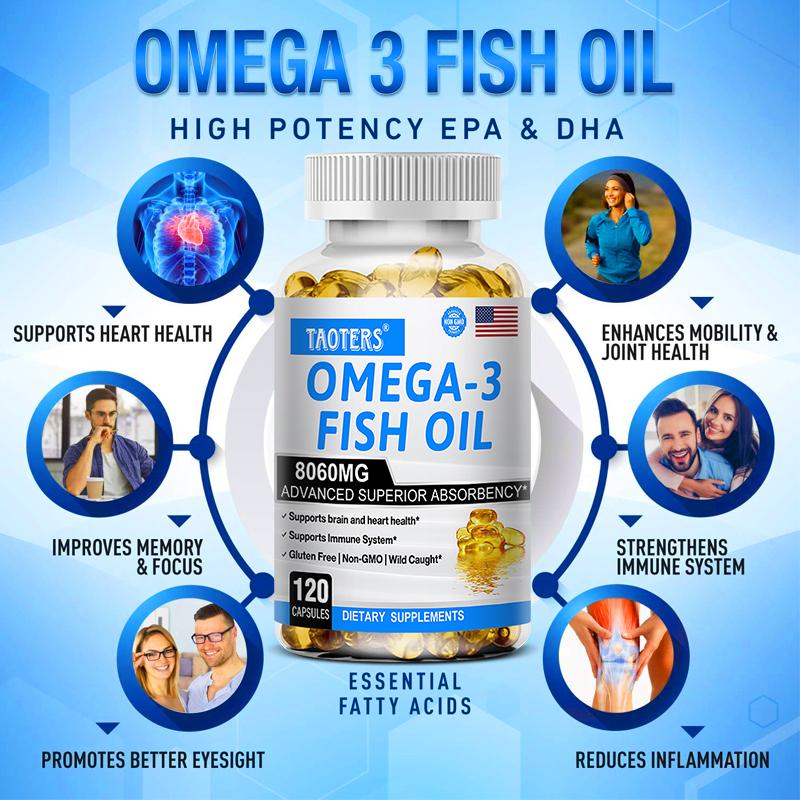 Taoters Omega-3 Deep Sea Fish Oil Soft Capsules 120 capsules for brain heart and eye protection