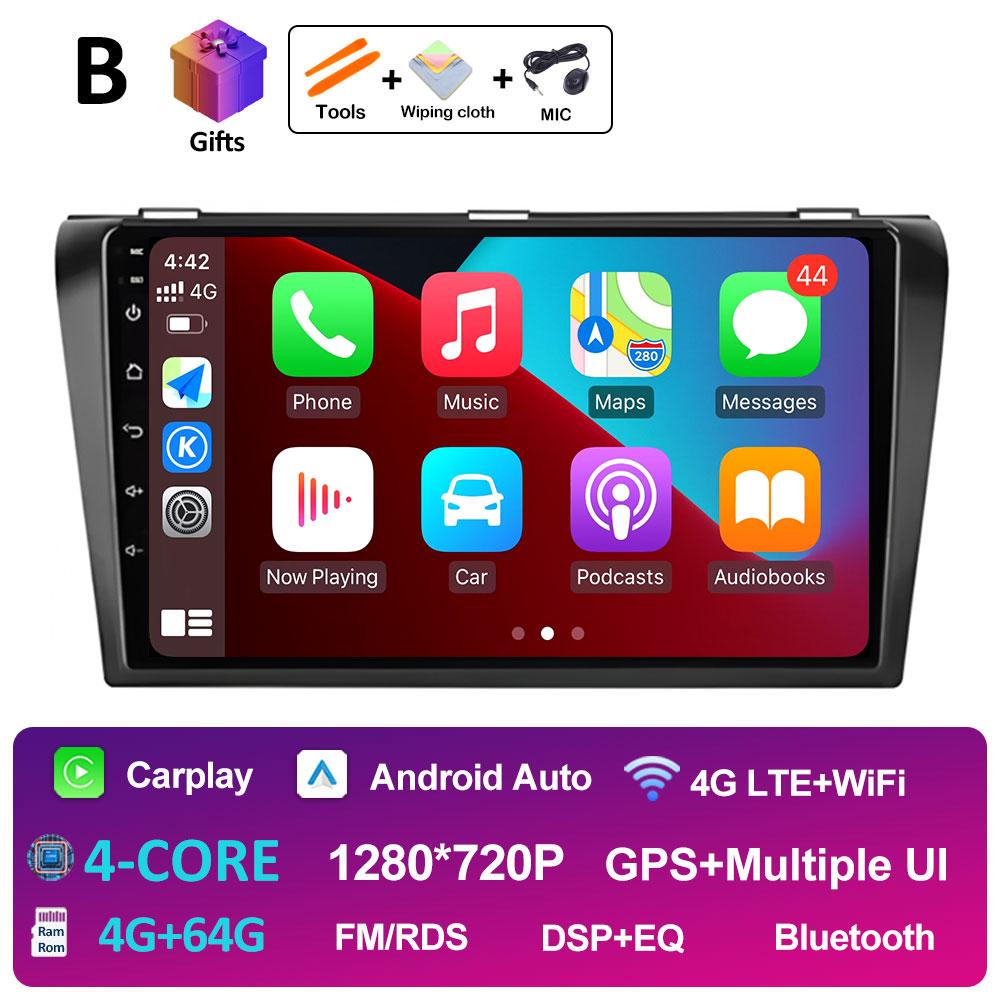 Pentru Mazda 3 2004 2005 2006 2007 2008 2009 Sistem inteligent Android Navigație GPS Wireless Carplay Bluetooth QLED Ecran IPS