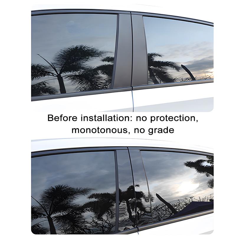 8PCS Car Window Covers For Peugeot 2008 P24 MK2 2020~2024 2021 2022 2023 Black B C Column Pillar Film Stickers Tools Accessories