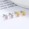 Copper Adorable Bear Ear Studs Screw-On Ear Plugs Stylish Ear Jewelry Exquisite Gift