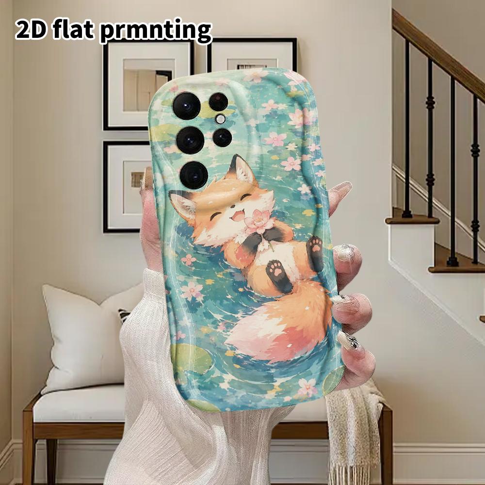 Phone Case: 2D Flat Samsung Galaxy A34 A35 M05 M06 S20 S22 S21 FE Plus 5G Protective Case, Couple Style, Little Fox In the Lotus Pond, Christmas and H
