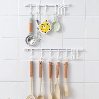 Plastic Long Row Hook Self-adhesive Cabinet Hook Multifunctional Track Row Hooks  Bedroom