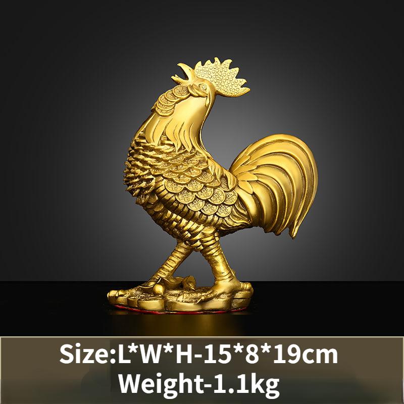 Chinese Pure Copper Zodiac Rooster Chicken Ornaments Home Living Room Bedroom Office Sculptures Decorations