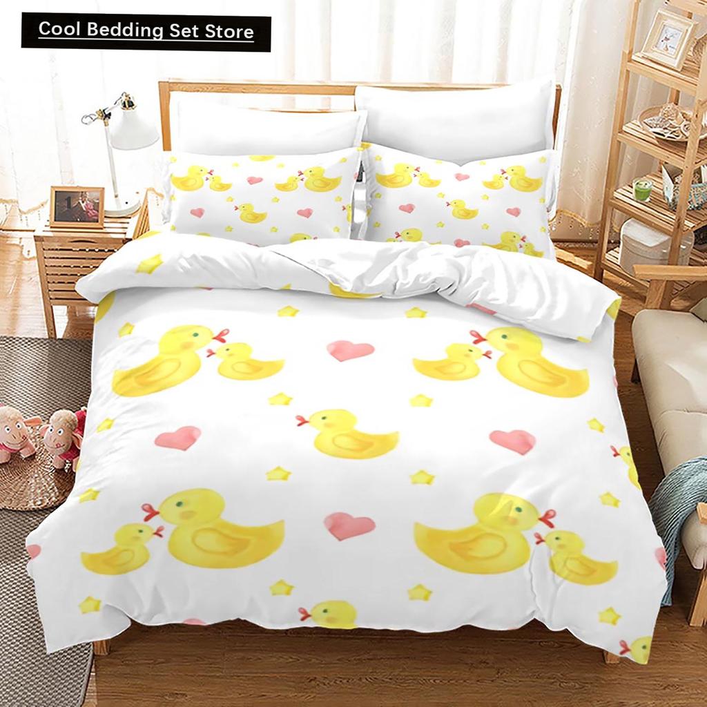 Yellow duck Bedding Set Single Twin Full Queen King Size Little duck Bed Set Aldult Kid Bedroom Duvetcover Sets 3D Print 015