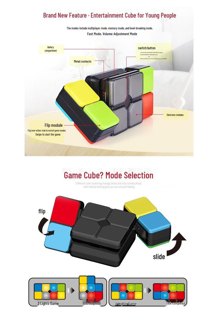 Interactive Transformable Rubik's Cube: Light-Up Sound-Making Educational Parent-Child Toy