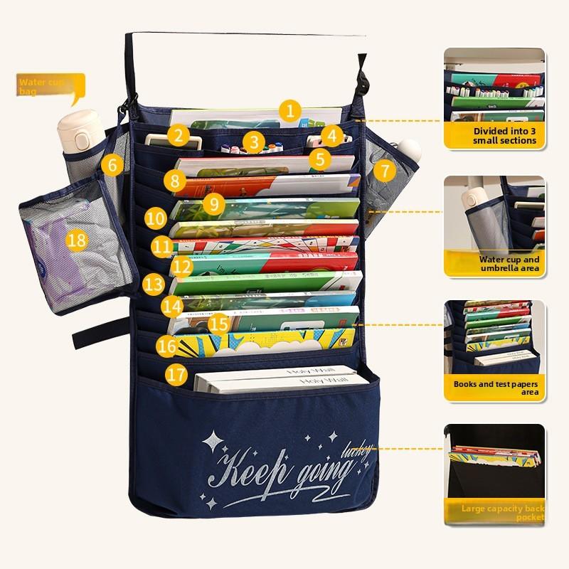 Oxford Cloth Multilayer Wall Mount Organizer With Hanging Design For Classroom And Home Storage
