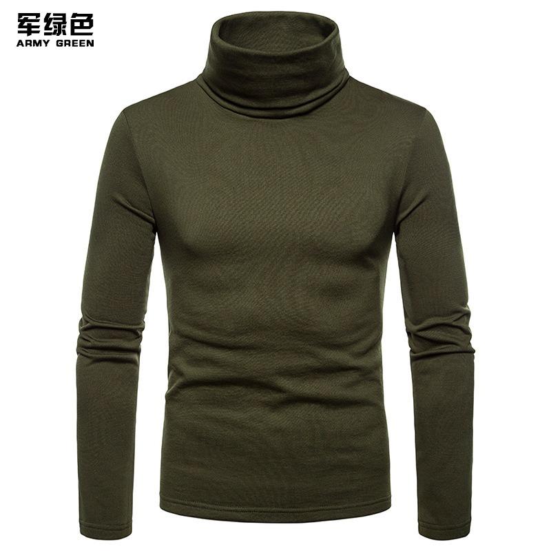 Men S Plus Size Fitted High Neck Long Sleeve Solid Color T Shirt