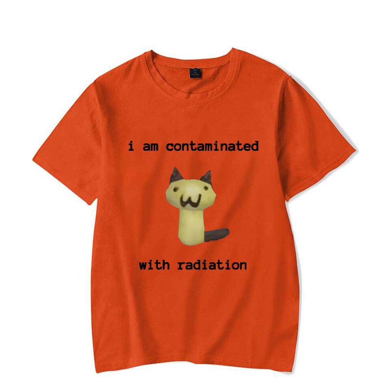 I Am Contaminated with Radiation Funny Cat Meme T-shirt Short Sleeve Men Women Vintage T Shirt Male O-Neck T Shirts