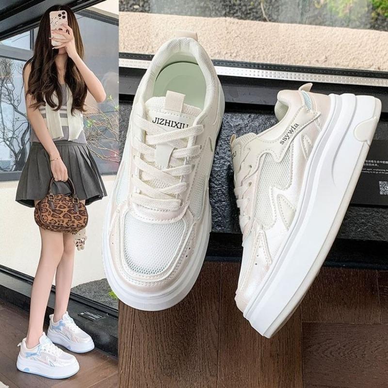 Fashion Thick-soled Casual Shoes 2025 New Summer Mesh White Sneakers Are Breathable, Versatile for Sports and Height-increasing