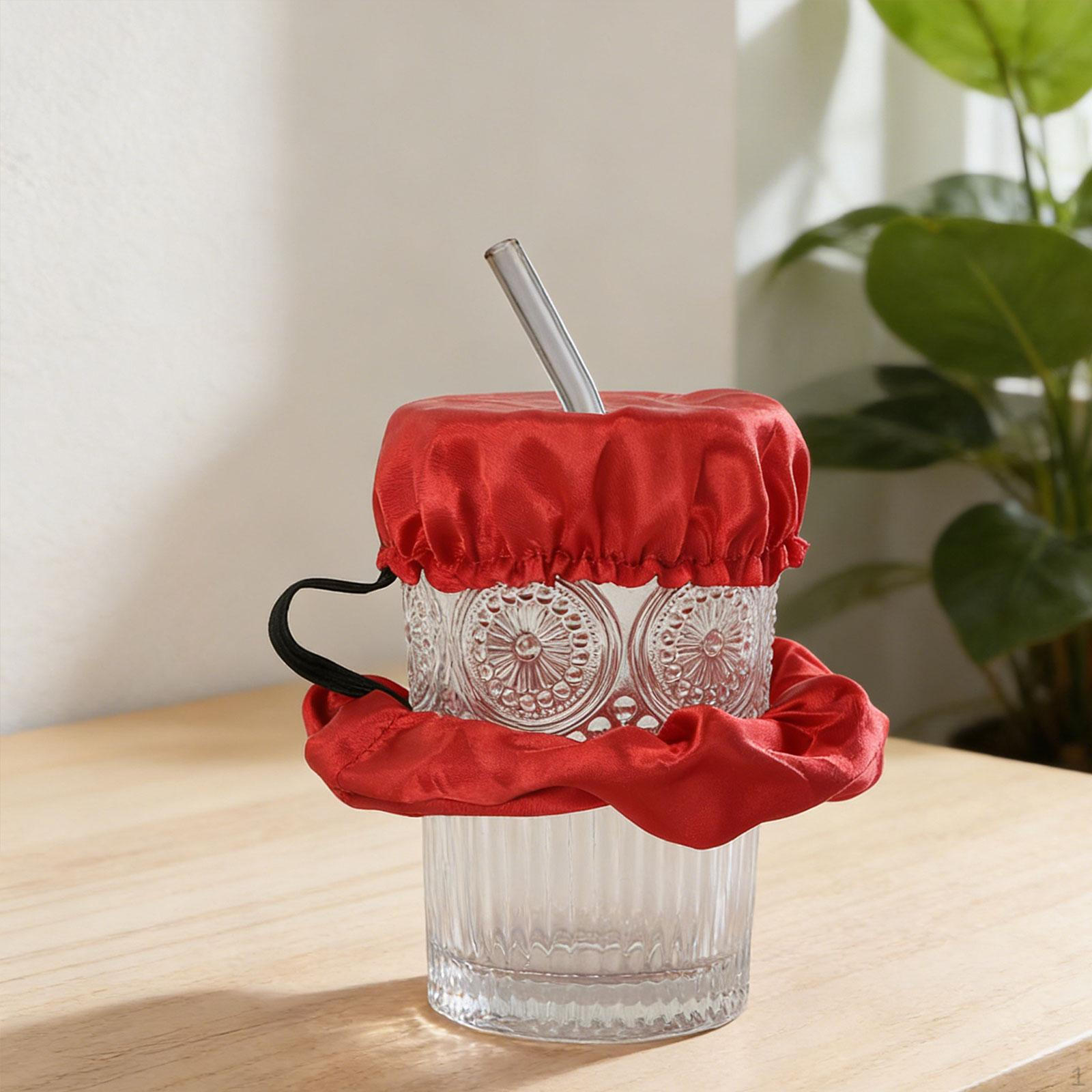

Drink Cover Scrunchie Cover, Anti Stylish Beverage Drinks Spiking Protector for Beach красный