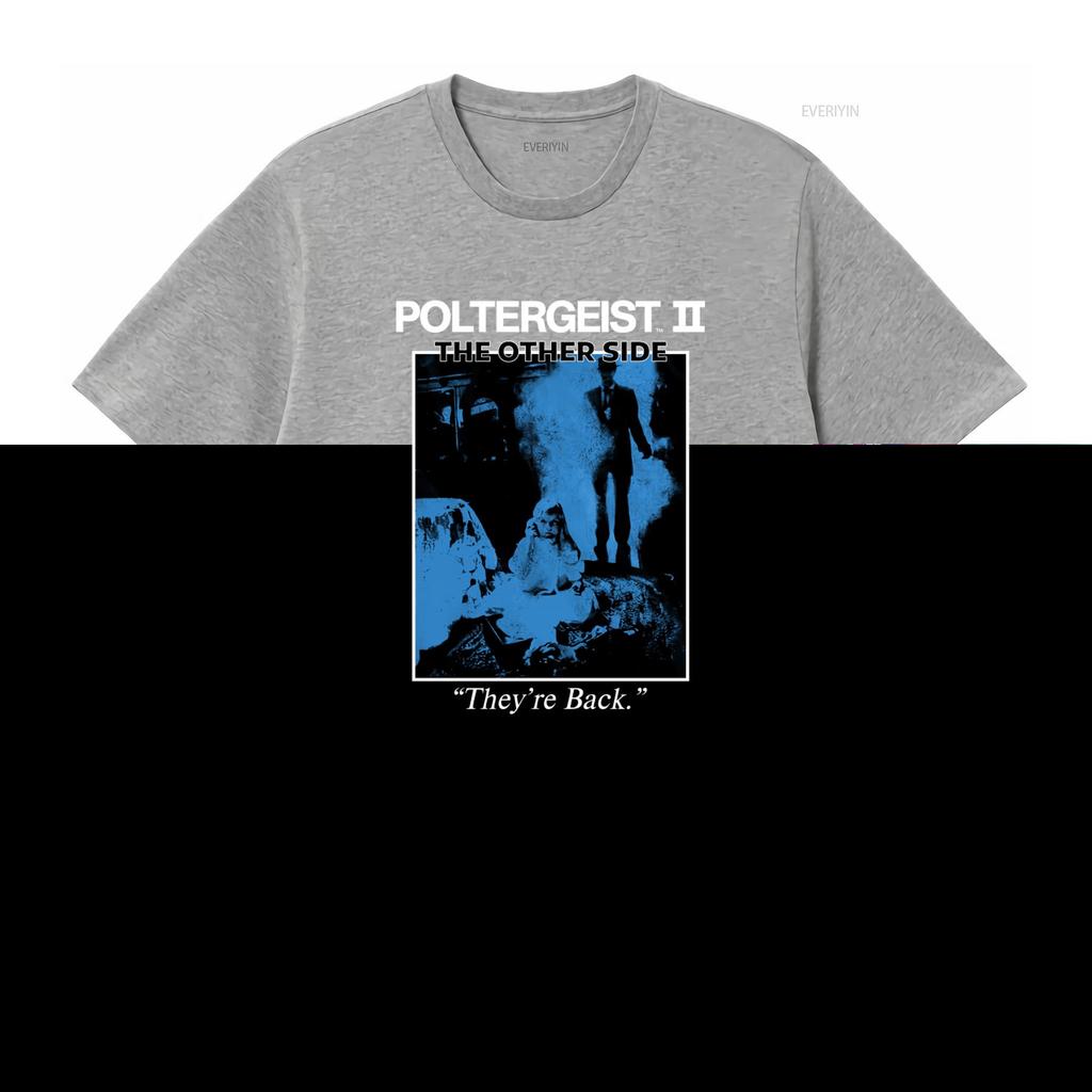 Retro Horror Movie Poltergeist III The Other Side Theyre Back Poster Print T Shirt Vintage Washed Comfortable Casual